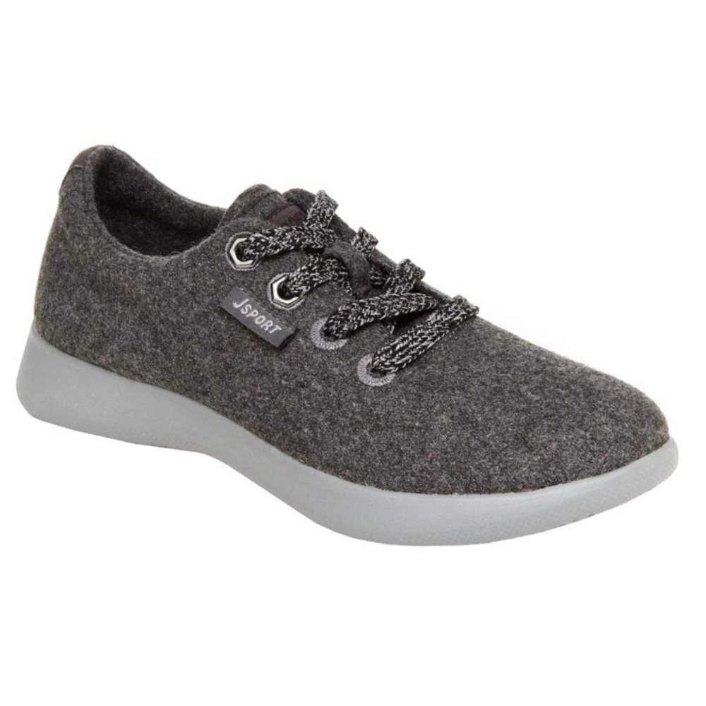 JSport by Jambu  Vegan Memory Foam Womens Arrow Casual Sneakers in Dark Grey JBU